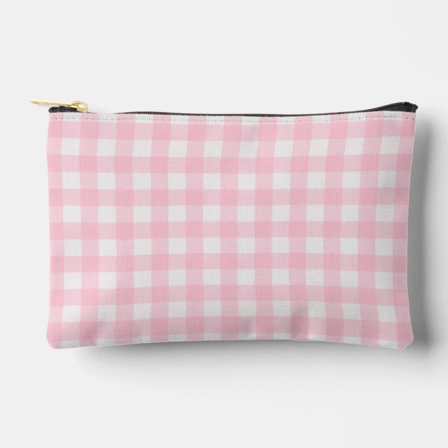 Bolsa Pequeña de Accesorios de Gingham Rosa con Im (Anverso)