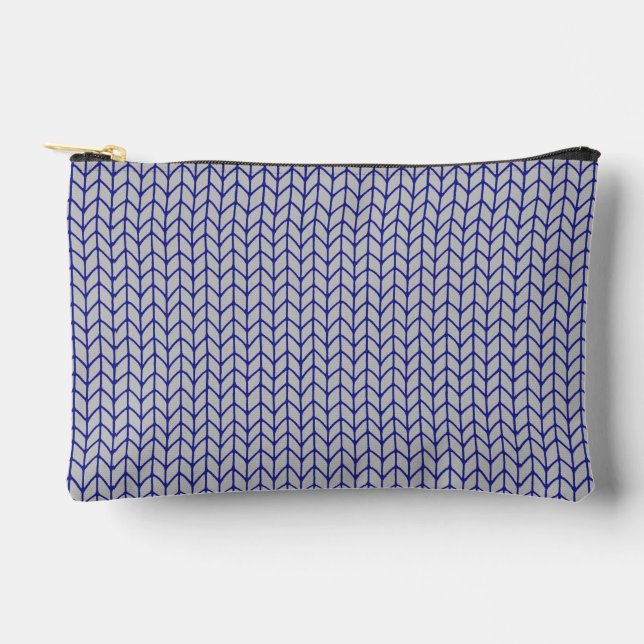 BOLSA PEQUEÑA DE ACCESORIOS DE PUNTO GRIS AZUL (Anverso)
