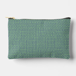 BOLSA PEQUEÑA DE ACCESORIOS TEJIDA VERDE AZULADO