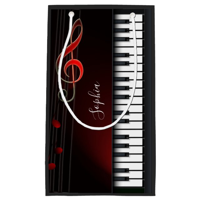 Bolsa Pequeña De Regalo De Piano Blanco Y Negro (Anverso)