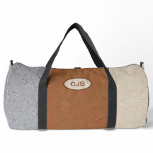 Bolsa personalizada de duffel gris, marfil y marró