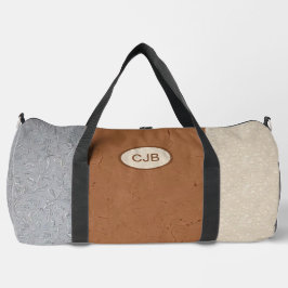 Bolsa personalizada de duffel gris, marfil y marró
