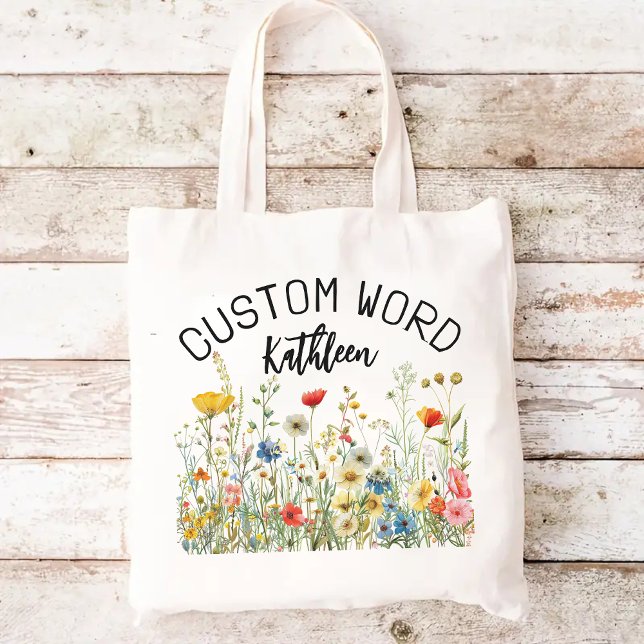 Bolsa personalizada de flores silvestres para muje (wildflowers tote bag for women, floral bag for bridesmaid proposal gift, birthday gift for women,)