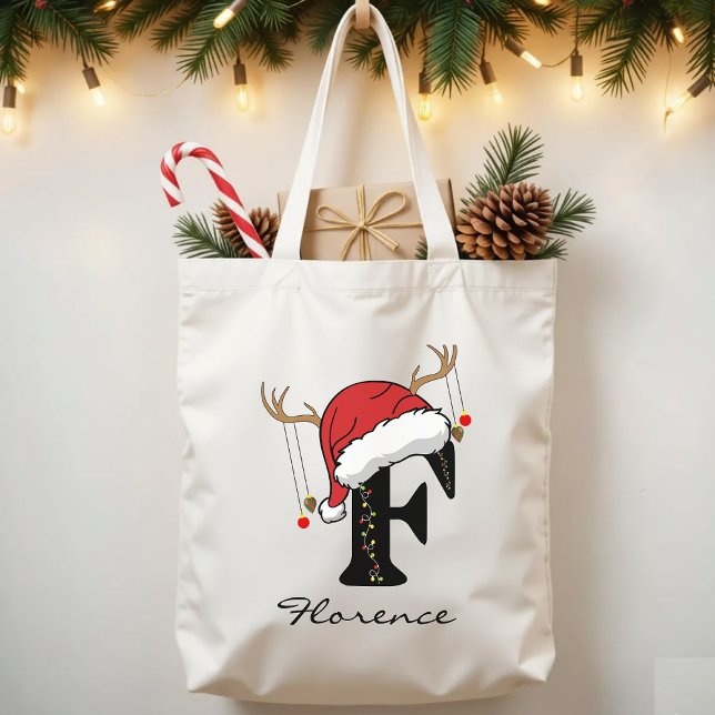 Bolsa personalizada de Papá Noel para Mamá o Amigo (Christmas gift for teachers, Christmas gift for coworkers, personalized Santa tote bag for women,)