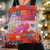 Bolsa personalizada de patrón de corazón colorido