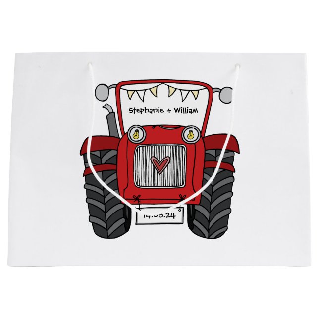 Bolsa personalizada de regalo de boda de Tractor R (Anverso)