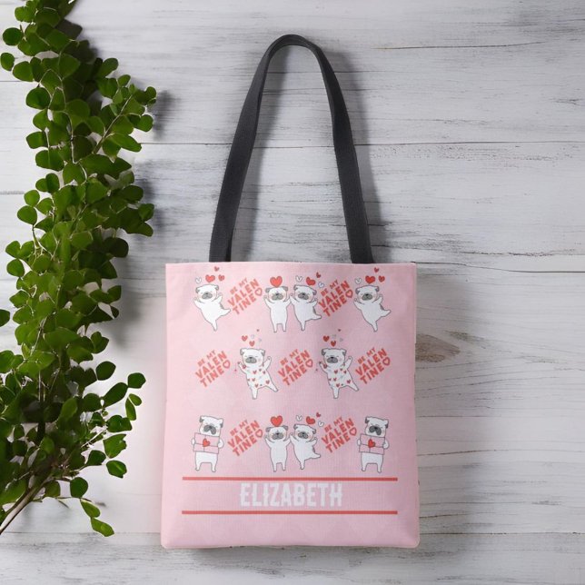 Bolsa Personalizada De Tote De Perro Cute Para Los (Cute Dog Tote Bag With Personalized Name)