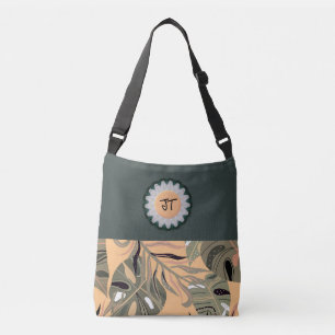 Bolsa personalizada de tote verde/rosa con hojas