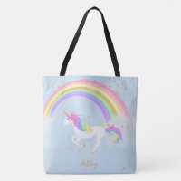 Bolsa personalizada de Unicorn | Arcoiris dorado