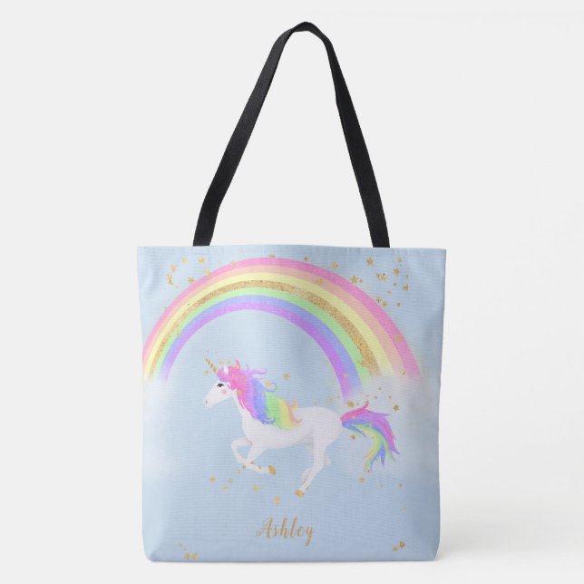 Bolsa personalizada de Unicorn | Arcoiris dorado (Anverso)