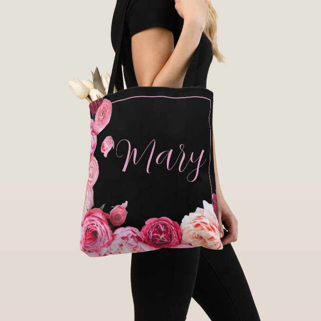 Bolsa personalizada para la tota negra - Peonía ro (Detalle)