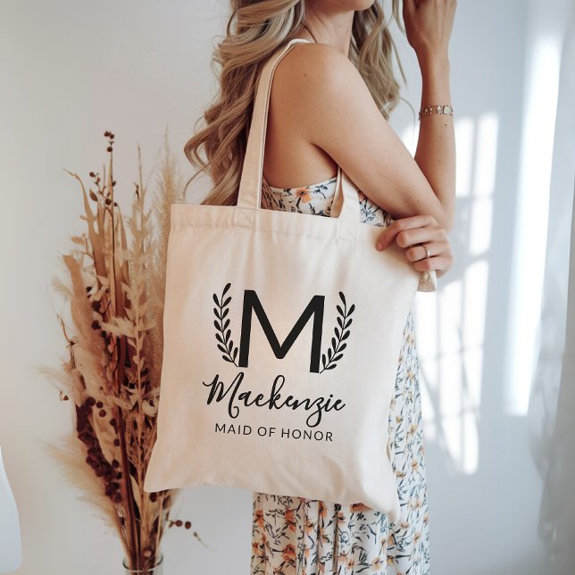 Bolsa personalizada para propuesta de dama de hono (custom name tote, maid of honor keepsake, wedding party tote bag, bachelorette party favor,)