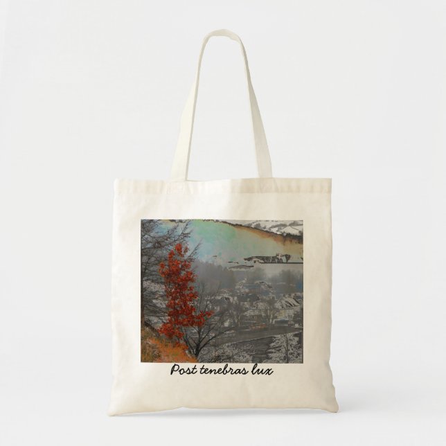 Bolsa "Post tenebras lux" con paisaje otoñal (Frente)