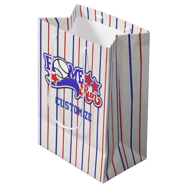Bolsa rayada de béisbol rojo blanco y azul casero (Angulo Anverso)