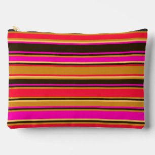 Bolsa rayada de oro, rojo y magenta negrita