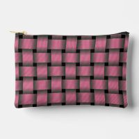 Bolsa rayada de tejido de cesta rosada de corte de
