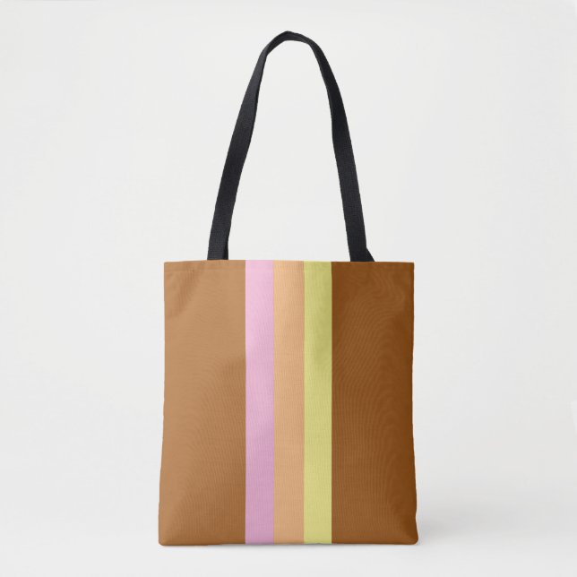Bolsa retro Stripes Tote (Naranja Multi) (Anverso)