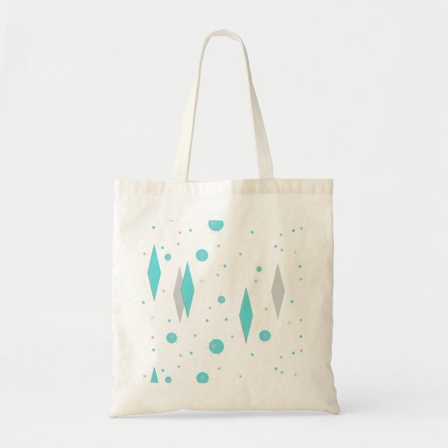 Bolsa retro turquesa de diamantes y Starburst Tote (Frente)