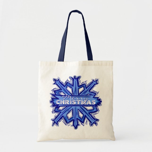 Bolsa reutilizable de copo de nieve azul blanco na (Frente)