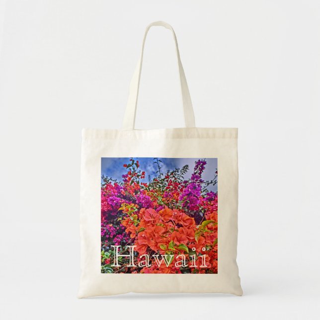 Bolsa reutilizable de flores de buganvillas brilla (Frente)