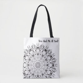 Bolsa reutilizable de mandala de búho en blanco y