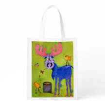 Bolsa reutilizable para el almuerzo con alce azul