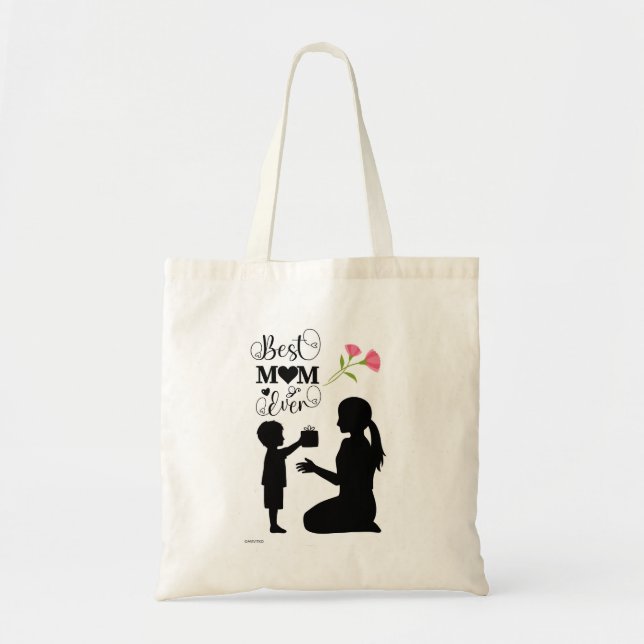 Bolsa reutilizable para el Día de la Madre rosa ne (Frente)