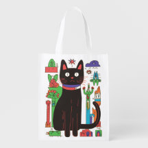 Bolsa reutilizable para la compra de un gato negro