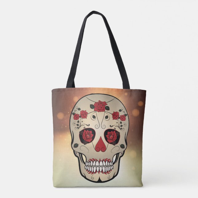 Bolsa roja de cráneo - Día del Tote de los muertos (Reverso)