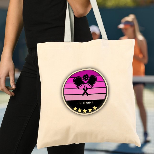 Bolsa rosa de almendras (Pink Pickleball Paddle Tote Bag - custom name)