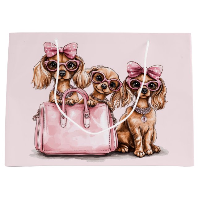 Bolsa rosa de los perros Dachshund (Anverso)