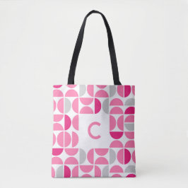 Bolsa rosa monogramada rosa de mediados de siglo