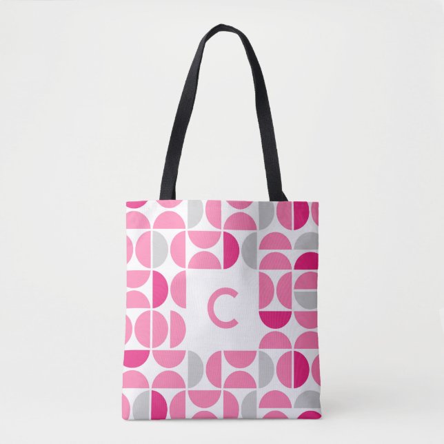 Bolsa rosa monogramada rosa de mediados de siglo (Anverso)