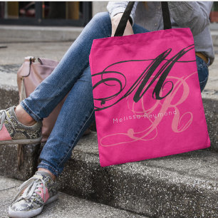 Bolsa rosa monogramo de tota rosa de impresión com