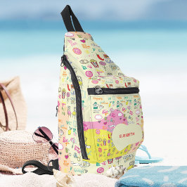 Bolsa Rosa Pastel Femenina Kawaii Doodle