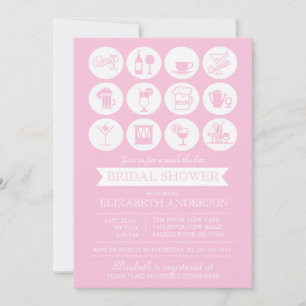 Bolsa rosa retro la invitación a la ducha de novia