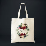 Bolsa Rustic Burgundy Tote de Otoño<br><div class="desc">Esta bolsa rústica de tote de borgoña de otoño es el regalo boda perfecto para presentar a sus damas de honor para un boda sencillo. El diseño está compuesto por un radiante de color burdeos,  rojo,  marino,  azul y rubio y flores grávidas pintadas a mano,  inspiradoras bellezas naturales.</div>