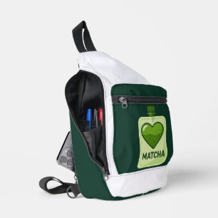 Bolsa sérica Matcha con diseño cardiaco