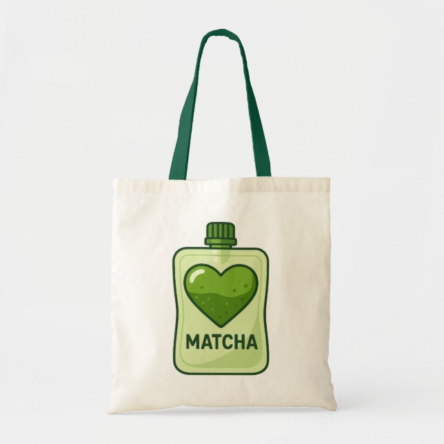 Bolsa sérica Matcha con diseño cardiaco (Frente)