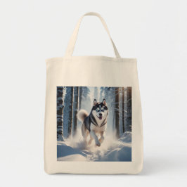 Bolsa Siberian Husky Elegant Grocery Tote Bag