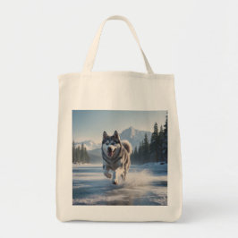 Bolsa Siberian Husky Elegant Grocery Tote Bag