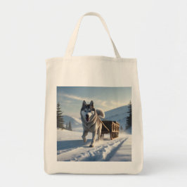 Bolsa Siberian Husky Elegant Grocery Tote Bag