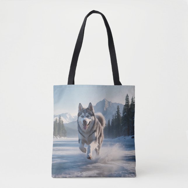 Bolsa Siberian Husky Elegant Shoulder Tote Bag (Anverso)