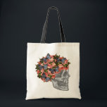 Bolsa Skelegirl<br><div class="desc">Diseño artístico alterado. Realizado a partir de 3 imágenes diferentes,  cada una originada como ilustracion de libros de derechos de autor. Calavera,  rosas y mariposas todas alteradas,  coloreadas y juntas como collage en Cybershop. Único,  punky y jovencito.</div>