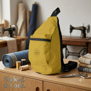 Bolsa Sling de Costura Cortada en Oro M Durable co