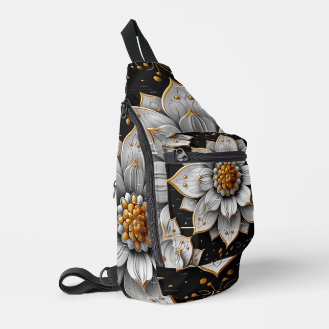 Bolsa Sling de Loto 3D en Oro Blanco (Esquina izquierda)
