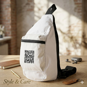 Bolsa Stylish White Cut Sew Sling con Código QR