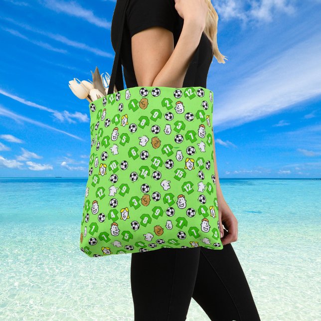 Bolsa temática de fútbol con camisetas en verde (Shoulder bag with green football shirts)
