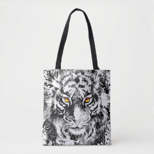 Bolsa Tiger Tote Dibujo de tigre Blanco y negr