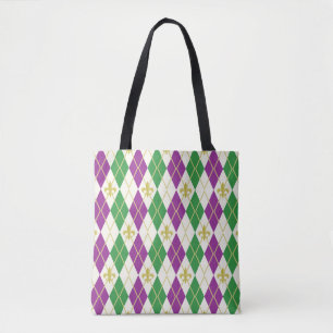 Bolsa todo-sobre-impresión Mardi Gras Argyle
